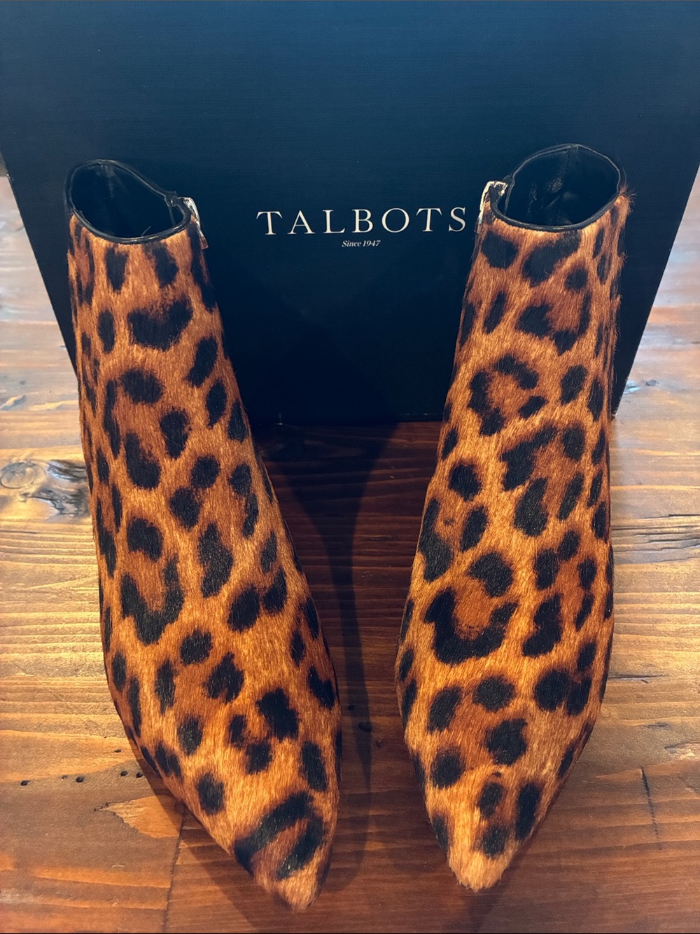 Talbots Leopard-Print Ankle Booties in Brown and Black